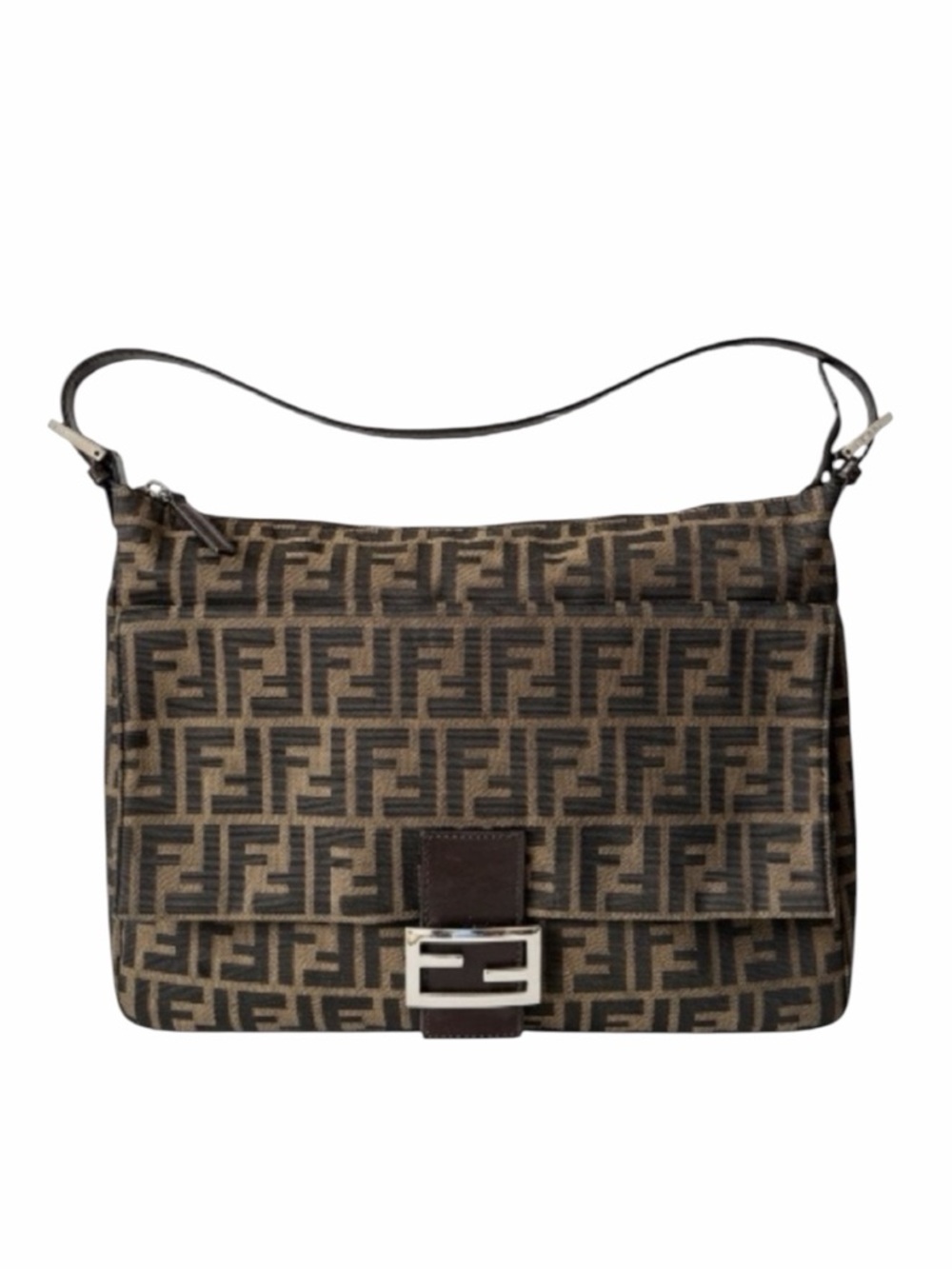 Fendi Mamma Forever Zip Hobo Zucca Canvas Shoulder Bag